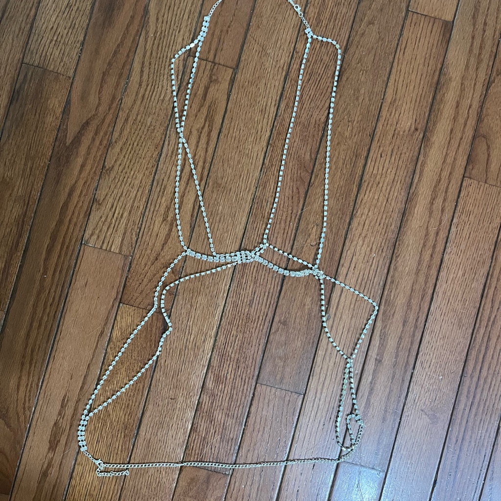 White  Clear Beaded Body Chain Diamonds